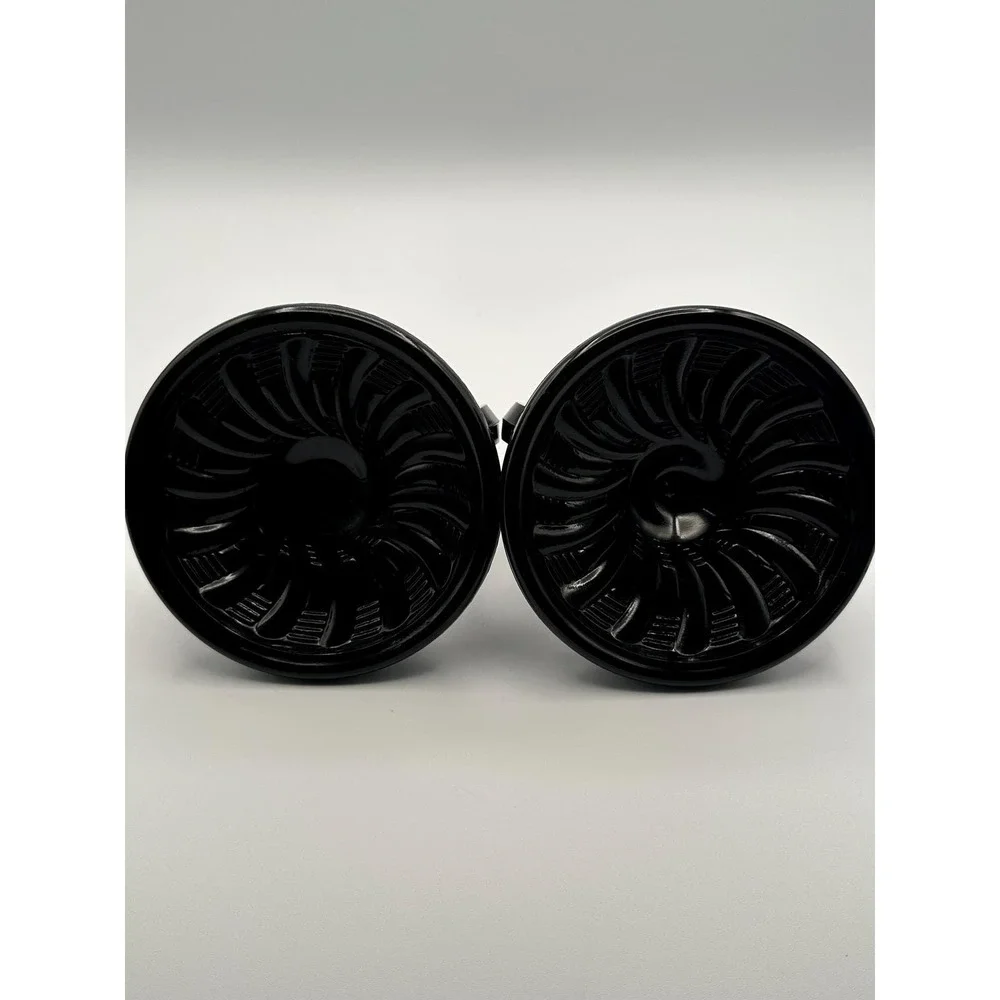 Vintage Black Amethyst Glass Candlestick Holders Set of Two